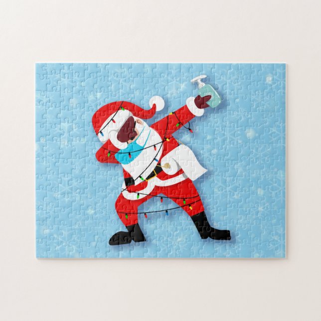 Santa Claus Dabbing Christmas covid Jigsaw Puzzle (Horizontal)