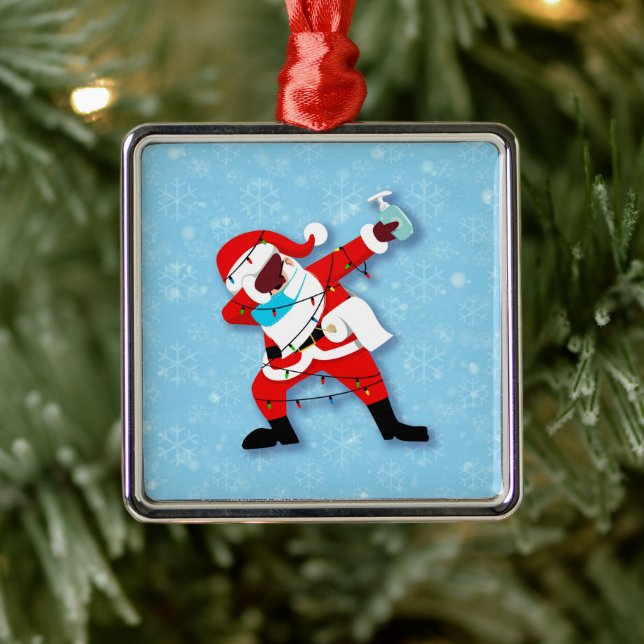 Santa Claus Dabbing Christmas covid Metal Tree Decoration (Tree)