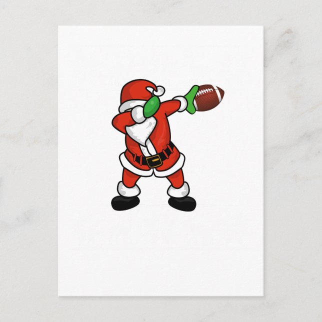 Santa Claus dabbing Christmas Football touchdown Holiday Postcard (Front)