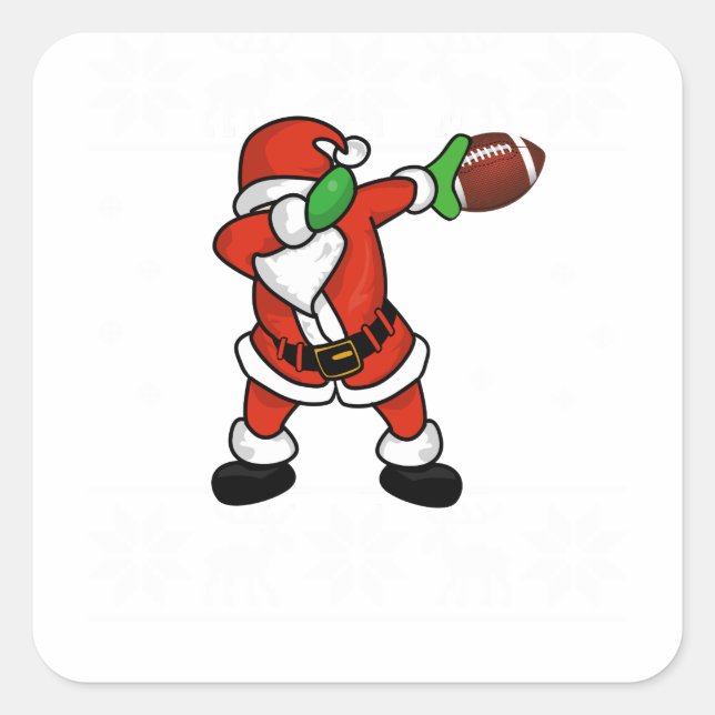 Santa Claus dabbing Christmas Football touchdown Square Sticker (Front)