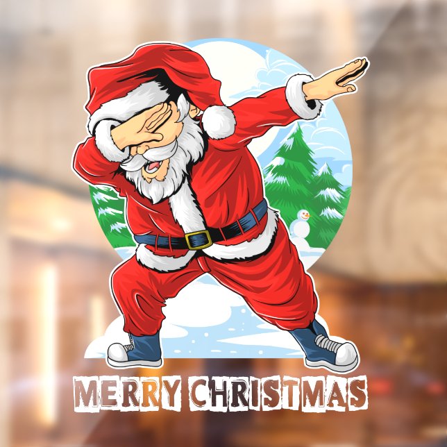 Santa Claus Dabbing Dance Merry Christmas Business Window Cling (Sheet 2)