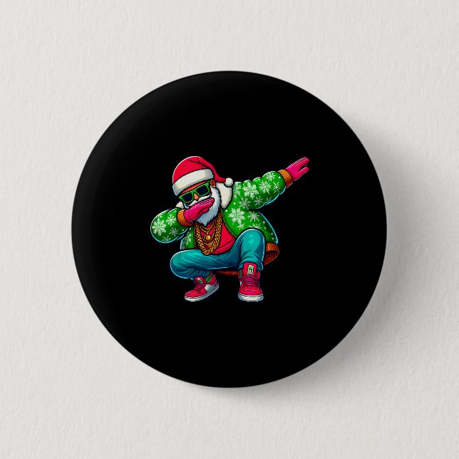 Santa Claus Dabbing Hip Hop Christmas Pajama Toddl 6 Cm Round Badge (Front)