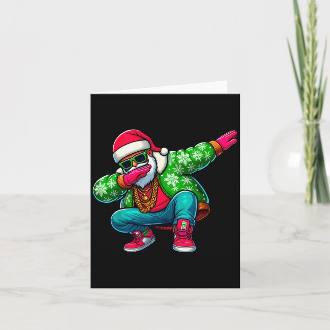 Santa Claus Dabbing Hip Hop Christmas Pajama Toddl Card (Front)
