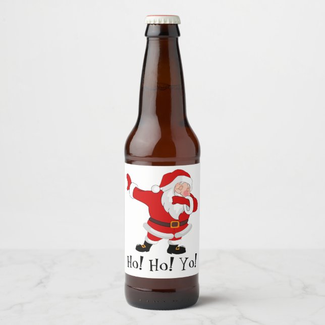 Santa Claus Dabbing Personalise Beer Bottle Label (Front)