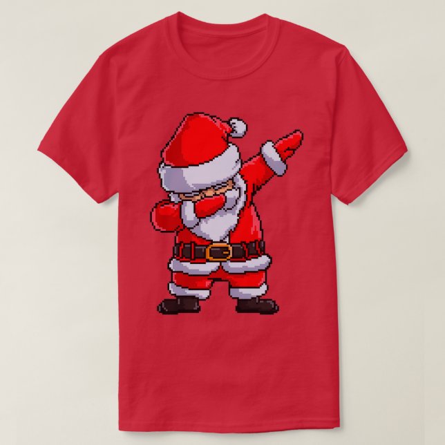 Santa Claus Dabbing Pixel Art Christmas Dab Dance  T-Shirt (Design Front)