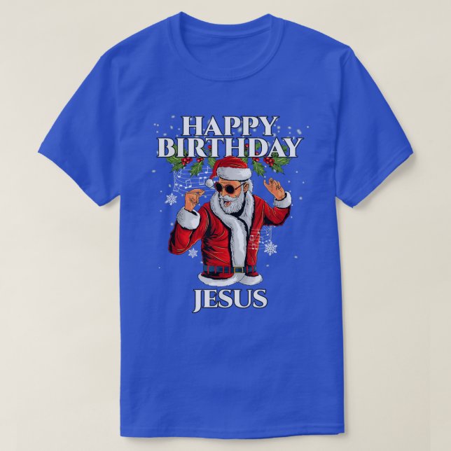 Santa Claus Dancing Happy Birthday Jesus Retro Chr T-Shirt (Design Front)