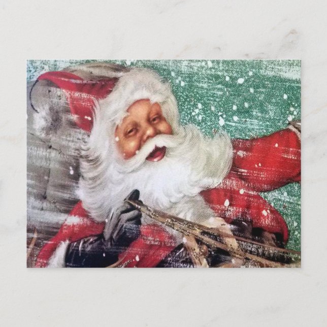 Santa Claus dashing threw the SNOW postcard (Front)