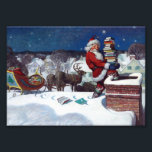 Santa Claus Delivering Christmas Books Photo Print<br><div class="desc">Vintage Christmas design with famous illustration of Santa carrying stacks of books for the holidays</div>