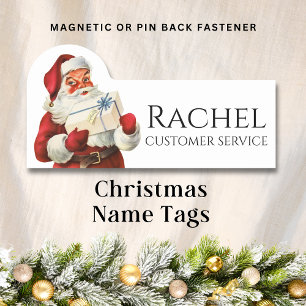 Santa Claus Delivering Gift Personalised Name Tag