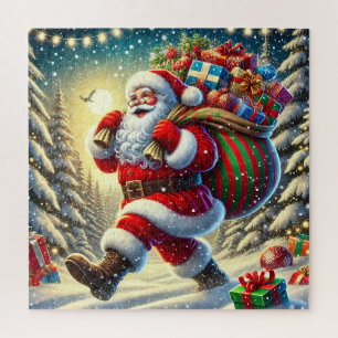 Santa Claus Delivering Gifts in a Snowy Christmas Jigsaw Puzzle
