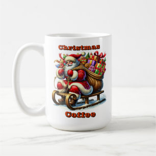 Santa Claus Delivering Gifts on a Snowy Sleigh Coffee Mug
