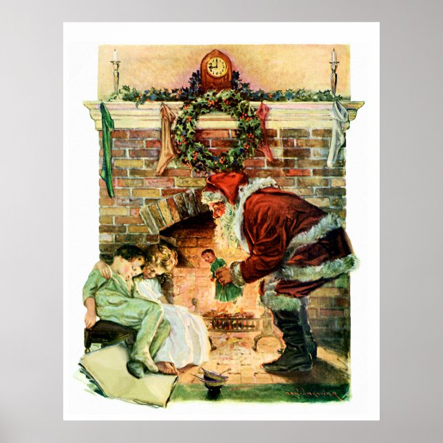 Santa Claus Delivering Presents Poster (Front)
