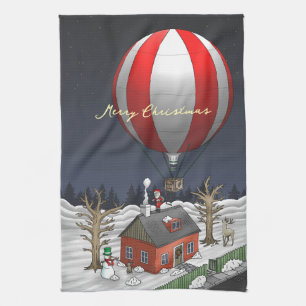 Santa Claus delivers Christmas presents Tea Towel