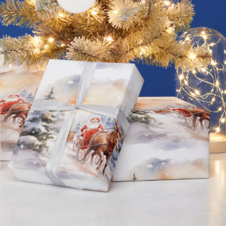 Santa Claus delivers gifts in a snowy wonderland Wrapping Paper