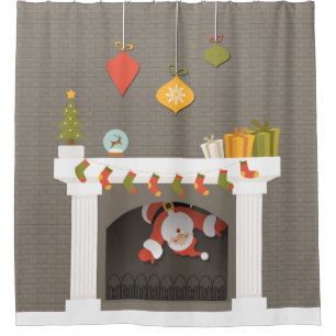Santa Claus Descending The Chimney Shower Curtain