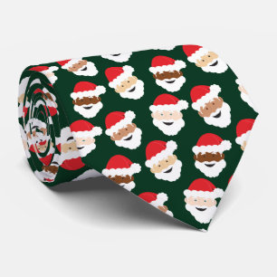 Santa Claus Diverse Green Red Novelty Christmas Tie