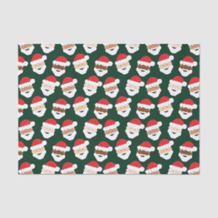 Santa Claus Diverse Red Green Skin Tone Christmas Tissue Paper