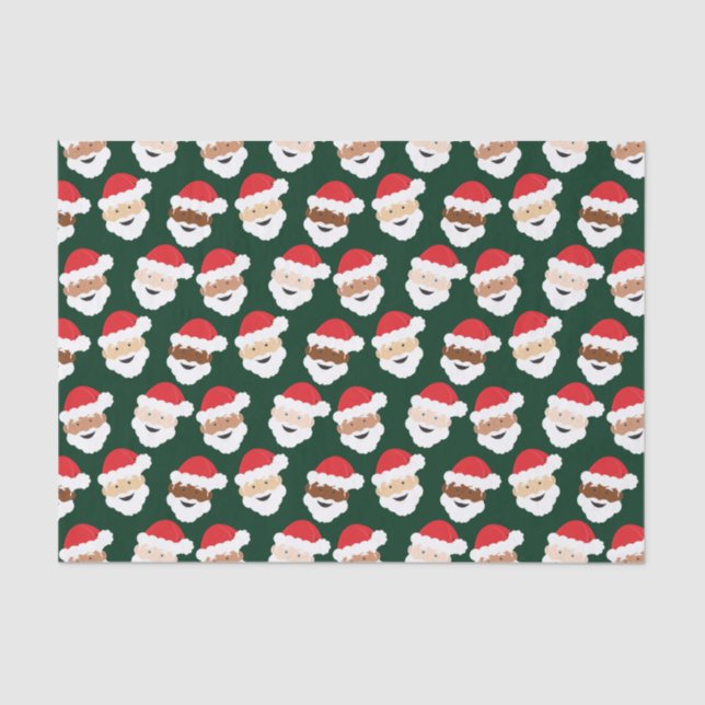 Santa Claus Diverse Red Green Skin Tone Christmas Tissue Paper (Front)