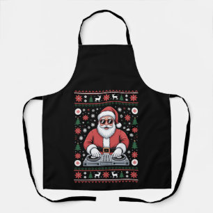 Santa Claus DJ Christmas Ugly Sweater Snowflake Apron
