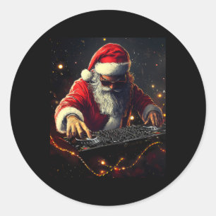 Santa Claus Dj Hip Hop Music Christmas Vibes Funny Classic Round Sticker