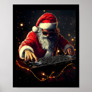 Santa Claus Dj Hip Hop Music Christmas Vibes Funny Poster