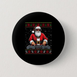 Santa Claus Dj Mixer Music Ugly Christmas Sweater  6 Cm Round Badge