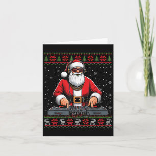 Santa Claus Dj Mixer Music Ugly Christmas Sweater  Card