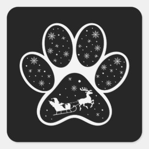 Santa Claus Dog Paws Christmas Gifts Costumes Square Sticker