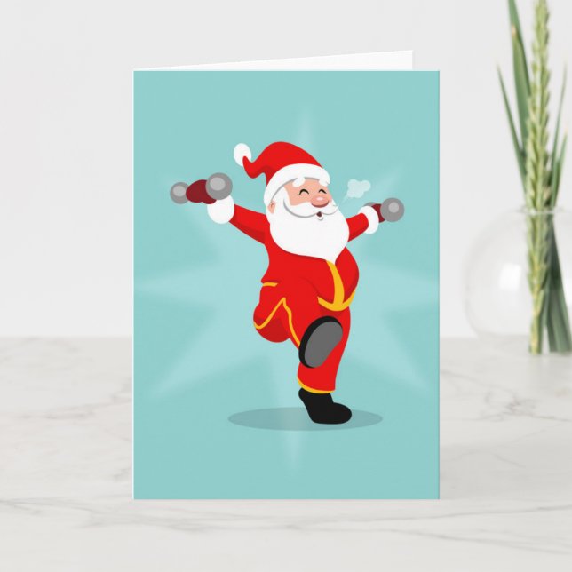 Santa Claus doing fitness exercises Card (Front)