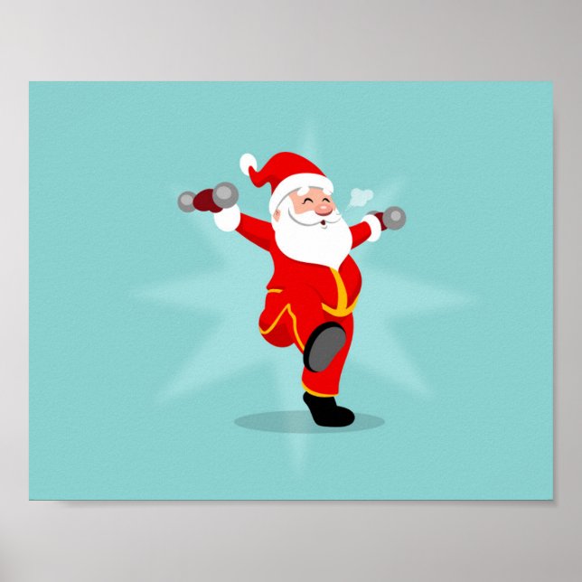 Santa Claus doing fitness exercises Poster (Front)