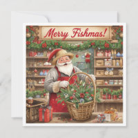 Santa Claus doing gift basket is Fishing Shop 