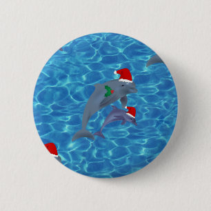 santa claus dolphins 6 cm round badge