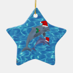 santa claus dolphins ceramic tree decoration