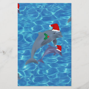 santa claus dolphins stationery