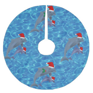 santa claus dolphins tree skirt