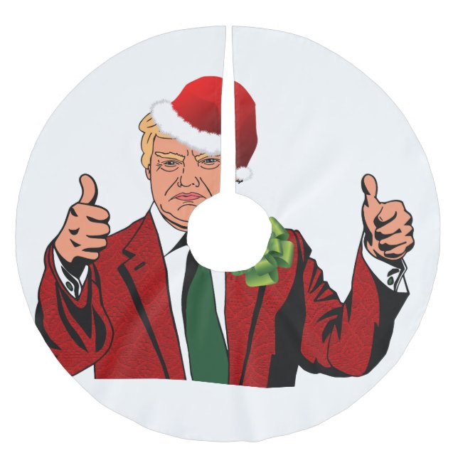 santa claus donald trump christmas tree skirt (Front)