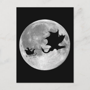 Santa Claus Dragon Rider Sleigh Ride Holiday Postcard