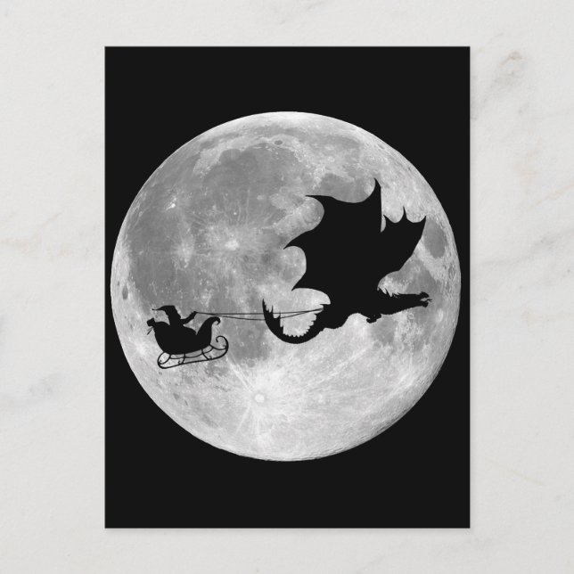 Santa Claus Dragon Rider Sleigh Ride Holiday Postcard (Front)