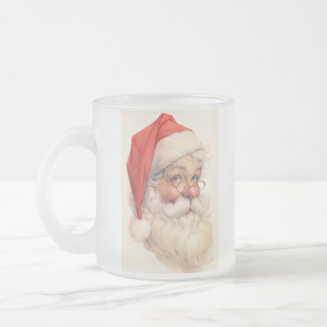 Santa Claus drawing  Frosted Glass Coffee Mug (Left)