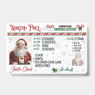 Santa Claus Driver License Christmas Badge ID Badge