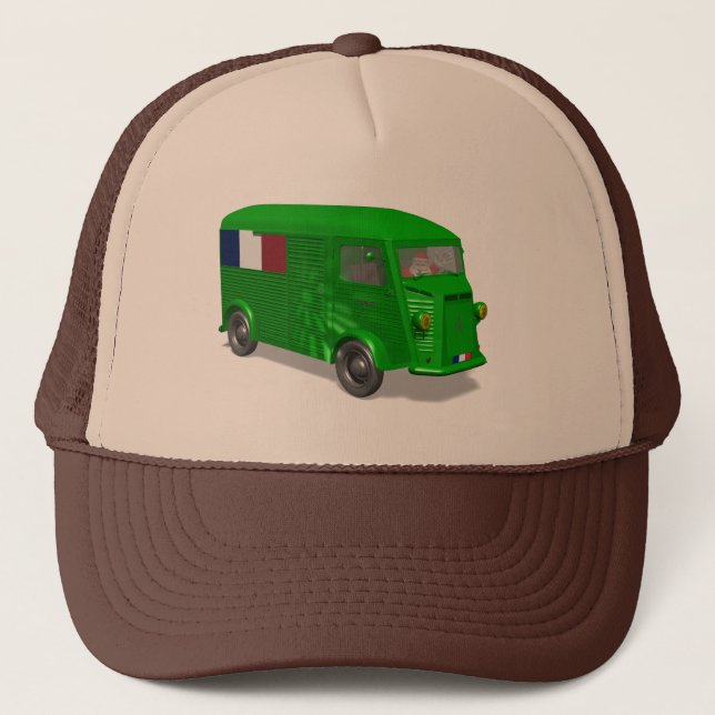 Santa Claus Drives Citroen Type H Van Tube Trucker Hat (Front)