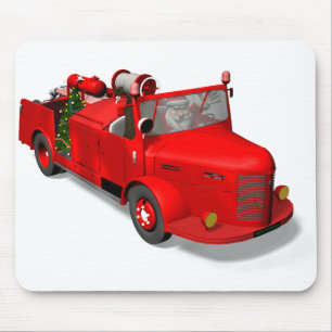 Santa Claus Driving A Fire Truck Mouse Mat