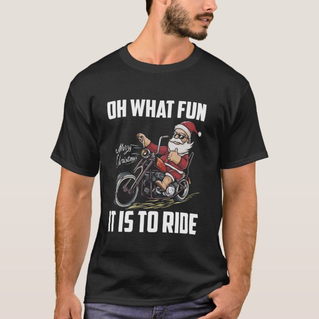 Santa Claus Driving Motorcycle Biker Christmas Mot T-Shirt (Front)