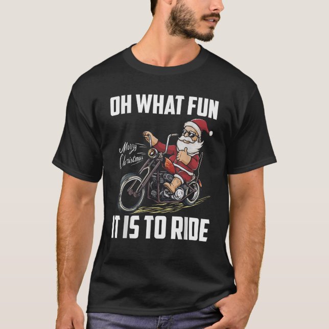 Santa Claus Driving Motorcycle Biker Christmas Mot T-Shirt (Front)