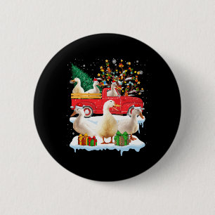 Santa Claus Duck Ride Red Truck Xmas Tree Christma 6 Cm Round Badge