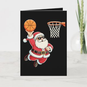 Santa Claus Dunking A Basketball Christmas Xmas Card