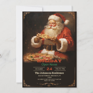 Santa Claus Eating Pizza Invitation
