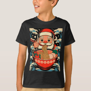 Santa Claus Eating Ramen Noodles Japanese Christma T-Shirt
