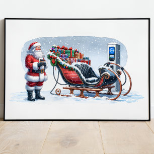 Santa Claus Electric Sleigh EV Poster