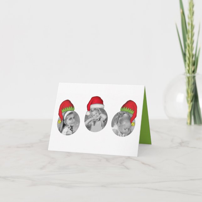Santa Claus Elf Christmas Photo Card Multi Photo (Front)